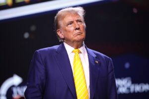 Former President of the United States Donald Trump speaking with attendees at a "Chase the Vote" rally at Dream City Church in Phoenix, Arizona. Gage Skidmore from Surprise, AZ, United States of America