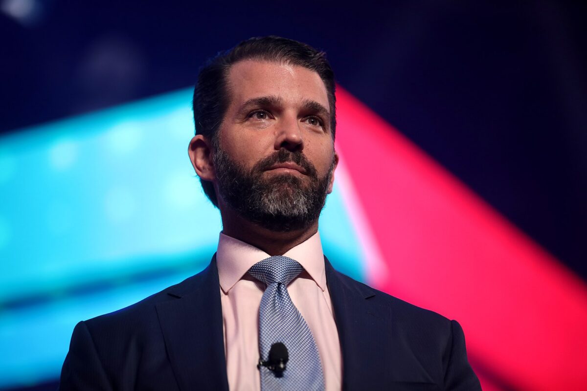 Description Donald Trump, Jr. speaking with attendees at the 2021 AmericaFest at the Phoenix Convention Center in Phoenix, Arizona. Please attribute to Gage Skidmore if used elsewhere. Date 19 December 2021, 09:13 Source Donald Trump, Jr. Author Gage Skidmore from Surprise, AZ, United States of America