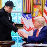 President Donald Trump participates in a press conference with departing DOGE adviser Elon Musk, Friday, May 30, 2025, in the Oval Office. (Official White House Photo by Molly Riley)