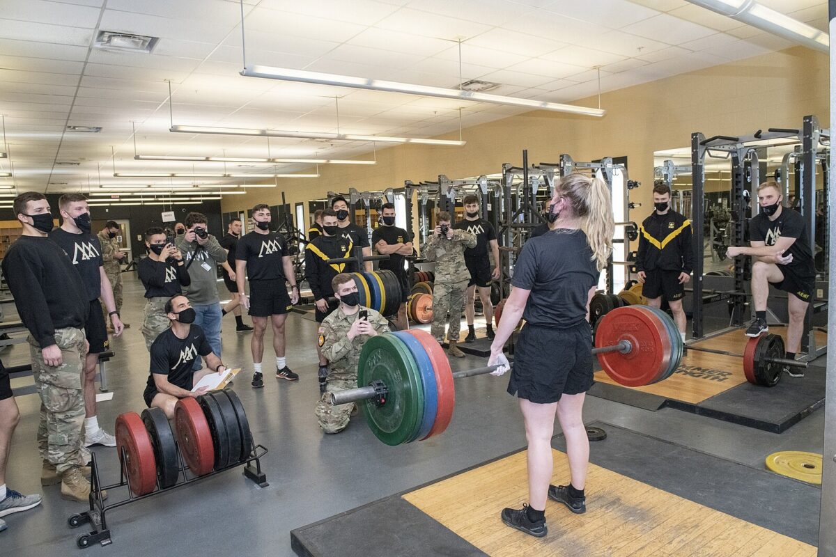Description English: Cadets participate in the Weightlifting competition of the Patriot Games in the Arvin Gym, competing against the U.S. Naval Academy at the United States Military Academy at West Point, New York on Dec. 11, 2020. Due to COVID-19, each team will participate at their own perspective weight rooms. (U.S. Army photo by Bryan Ilyankoff, USMA West Point Public Affairs/released) Date 4 January 2019, 16:05:50 Author United States Army photograph